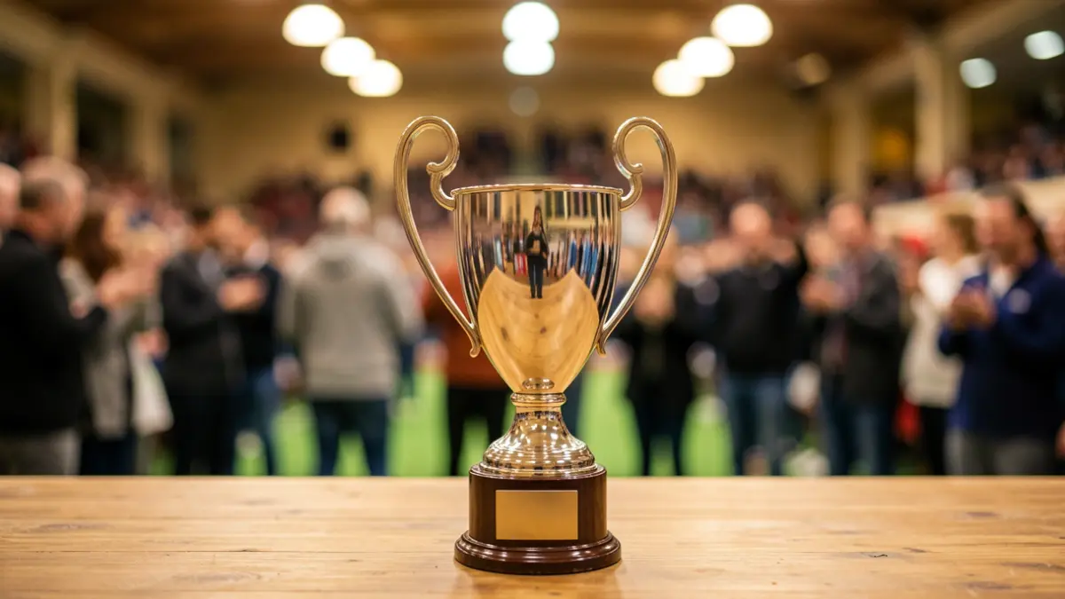 Imagen genérica de un trofeo deportivo en un interior de evento.