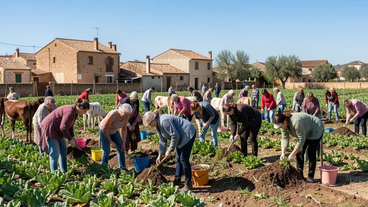 Generic image of women working in a rural setting in the Comunidad de Madrid.